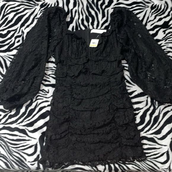 ASTR the label ruched black lace long sleeve mini corset dress medium NWT - Picture 4 of 17